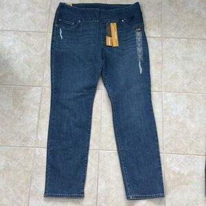 Lee Jeans Women's Dark Blue Skinny Stretch 5-pocket distressed thrashed denim